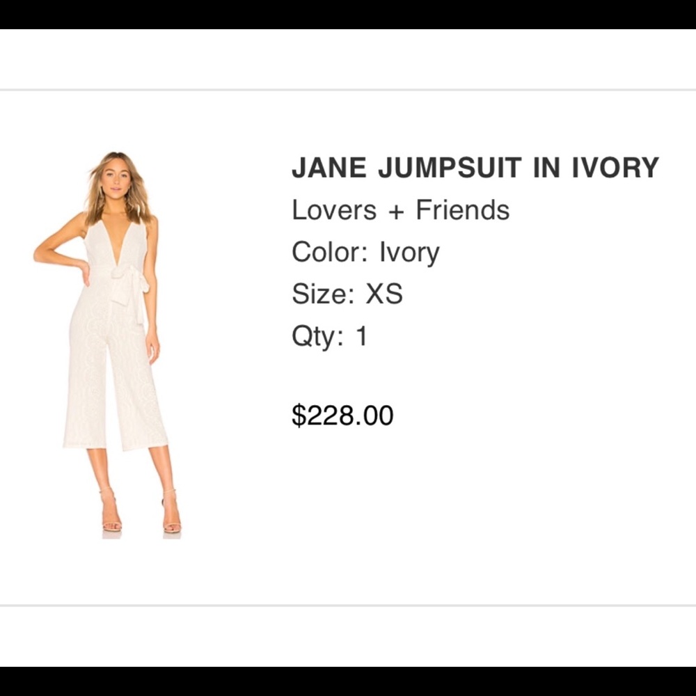 REVOLVE IVORY JANE JUMPSUIT XS WORN ONCE